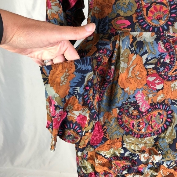 Vintage 1980s 80s Marvin Singer for Depeche Mode silk dress floral paisley 8/38 - Picture 4 of 12